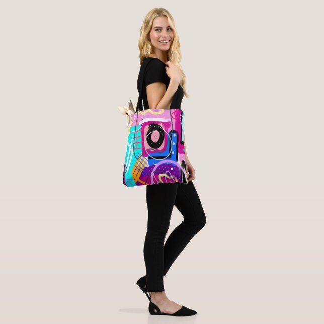 Colourful Maximalist Expressive Abstract  Tote Bag (On Model)