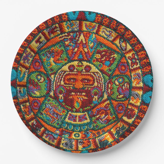Colourful Mayan Calendar Paper Plate (Front)