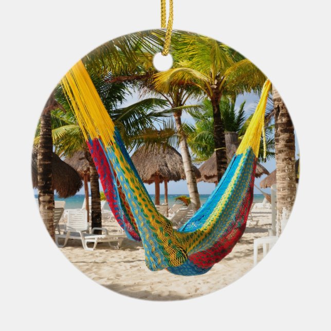 Colourful Mayan Hammock Cozumel Mexico Ornament (Front)