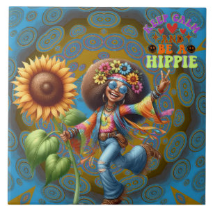 Colourful-Me Hippie Chic Keep Calm Ceramic Tile