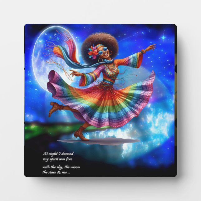 Colourful-Me Hippie Chic Moon  Plaque with Easel (Front)