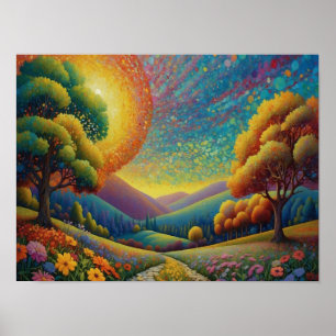 Colourful Meadow Art Poster