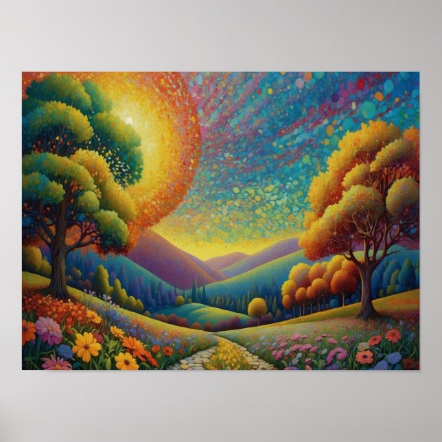 Colourful Meadow Art Poster (Front)