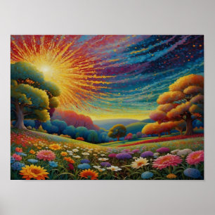 Colourful Meadow Art Poster