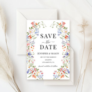 Colourful Meadow Flower Wildflower Save The Date Invitation