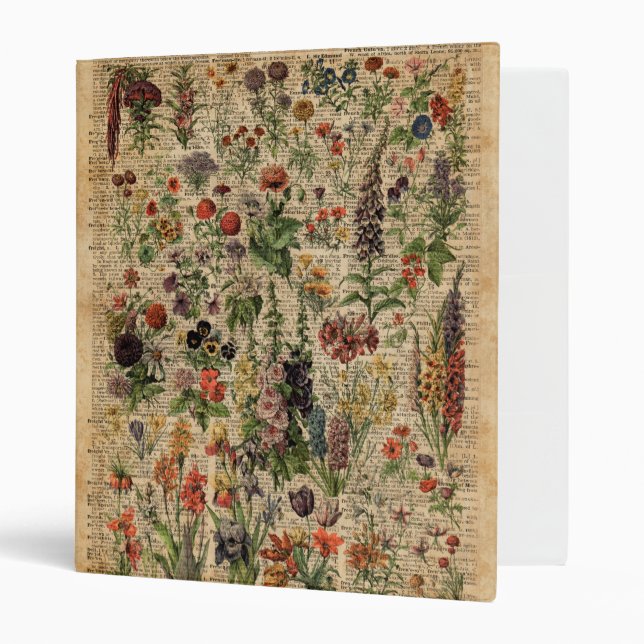 Colourful Meadow Flowers Herbs Dictionary Art Binder (Front/Inside)