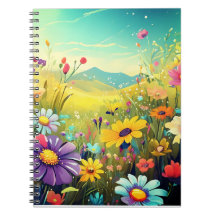 Colourful meadow notepad for your joyful day
