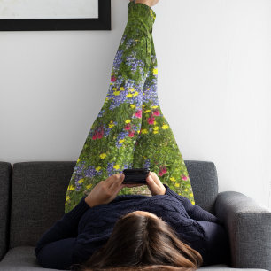 Colourful Meadow Wildflowers Floral Leggings