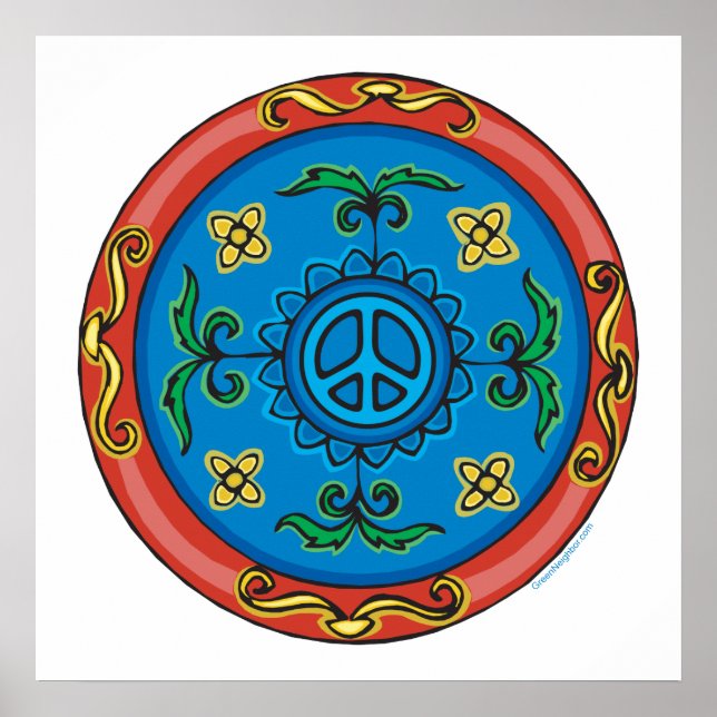 Colourful Medallion Design and Peace Sign (Front)