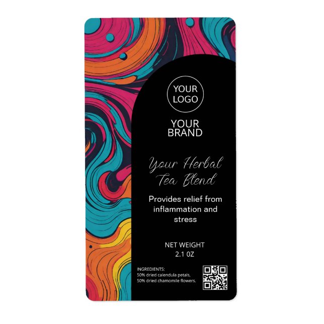 Colourful Medicinal Tea Product Labels (Front)