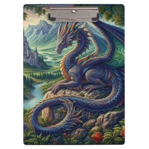 Colourful, Medieval Dragon castle Clipboard