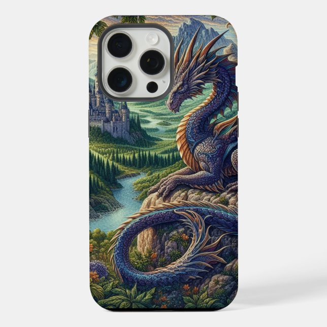 Colourful, Medieval Dragon castle iPhone Case (Back)