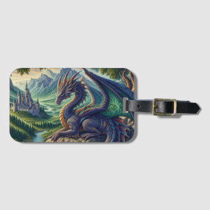 Colourful, Medieval Dragon castle Luggage Tag