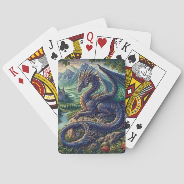 Colourful, Medieval Dragon castle Playing Cards (Back)