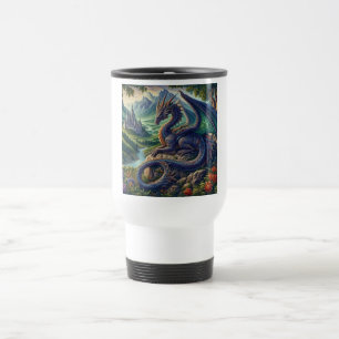 Colourful, Medieval Dragon castle Travel Mug