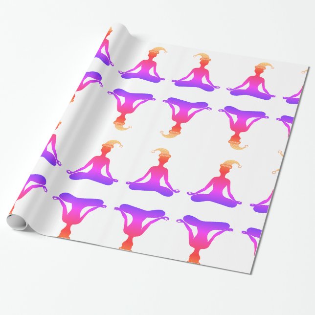 Colourful Meditating New Year Glossy Wrapping Paper (Unrolled)