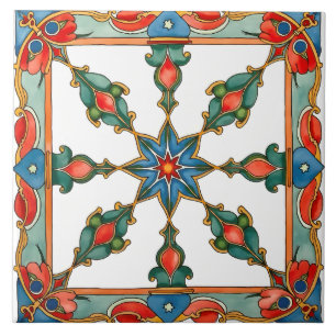 Colourful,Mediterranean,mosaic,blue,orange,green, Tile