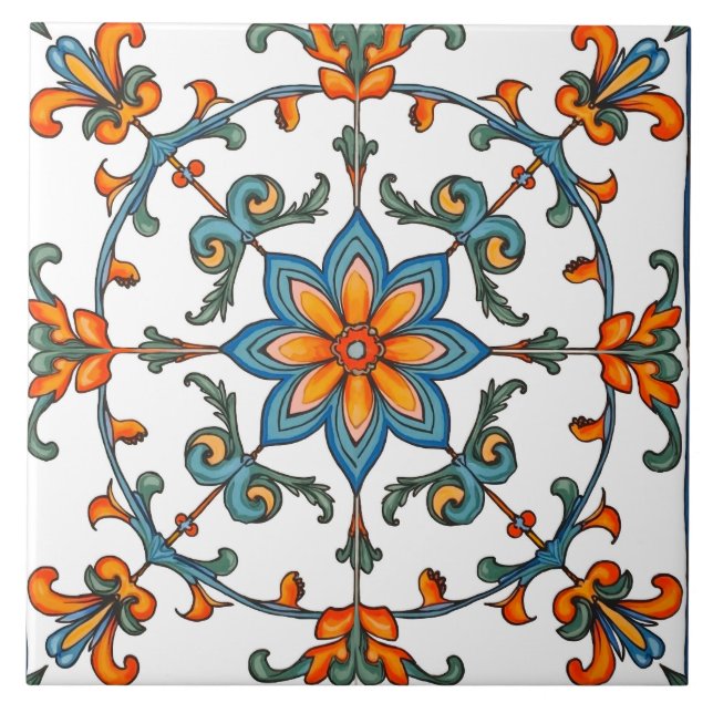 Colourful,Mediterranean,mosaic, Tile (Front)