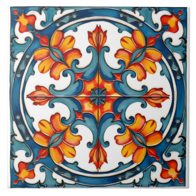 Colourful,Mediterranean,mosaic, Tile (Front)
