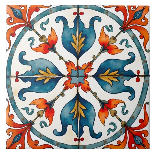 Colourful,Mediterranean,mosaic, Tile (Front)