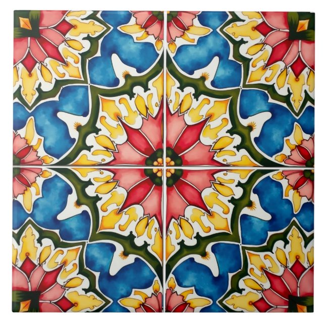 Colourful,Mediterranean,mosaic, Tile (Front)