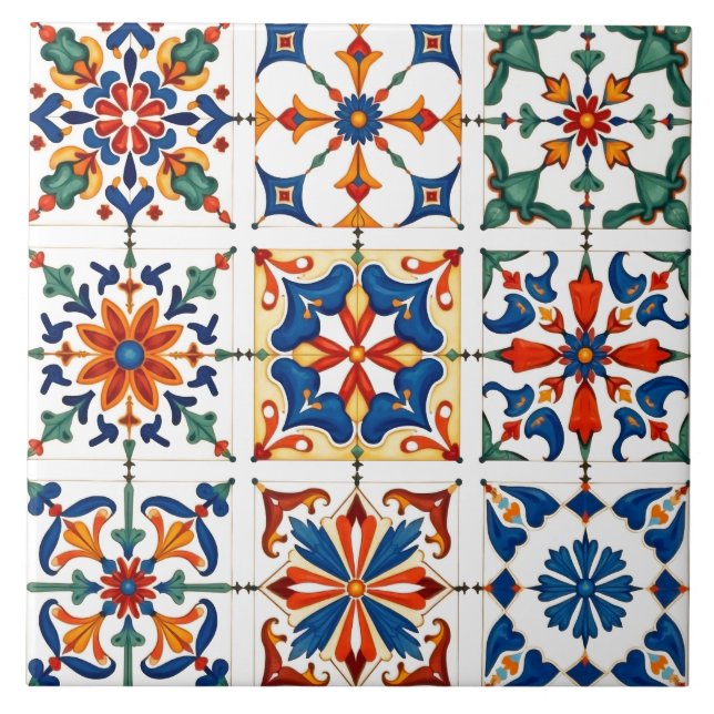 Colourful,Mediterranean,mosaic, Tile (Front)