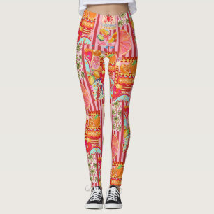 Colourful Mediterranean Summer Collage Pattern C Leggings