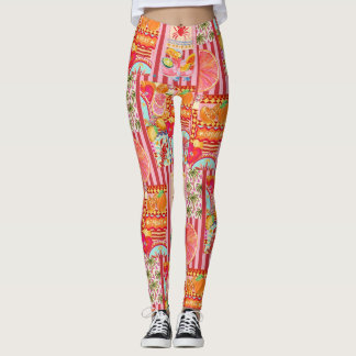 Colourful Mediterranean Summer Collage Pattern | C Leggings