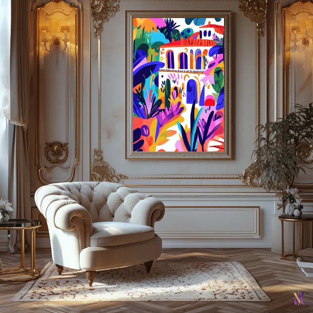 Colourful Mediterranean Villa in Fauvist Style Canvas Print (Creator Uploaded)