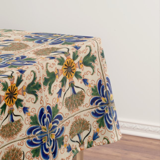 Colourful Mediterranean Vintage Floral Pattern  Tablecloth (In Situ)