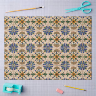 Colourful Mediterranean Vintage Floral Pattern Tissue Paper