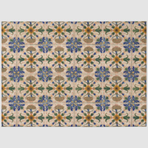 Colourful Mediterranean Vintage Floral Pattern Tissue Paper