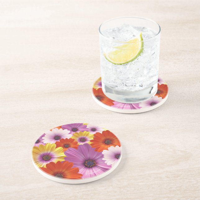 Colourful Medley of African Daisies Flowers Coaster (Side)