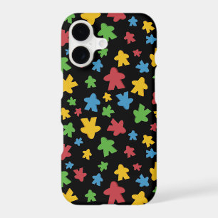 Colourful Meeple Pattern on Black