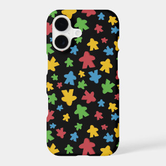 Colourful Meeple Pattern on Black