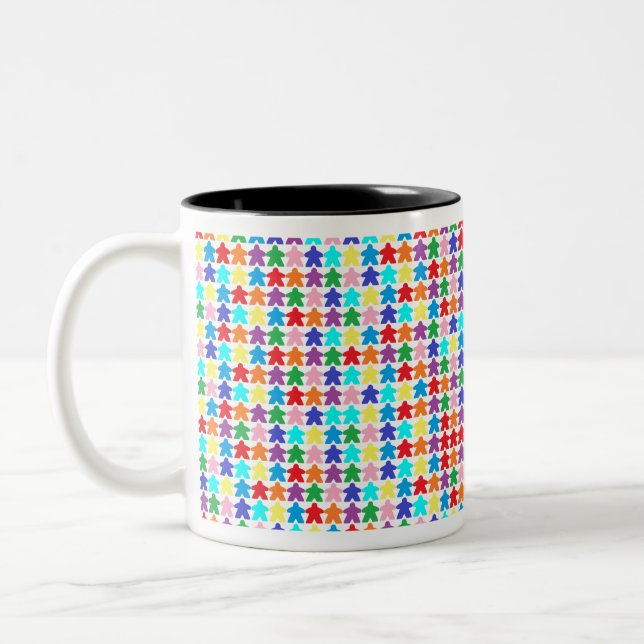 Colourful Meeples Two-Tone Coffee Mug (Left)
