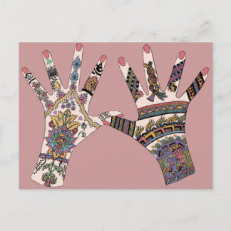 Colourful Mehndi hand Postcard