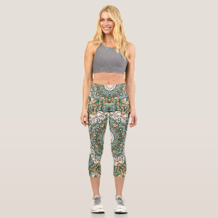 Colourful Mehndi Tile Seamless Tracery Capri Leggings