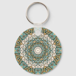 Colourful Mehndi Tile Seamless Tracery Keychain