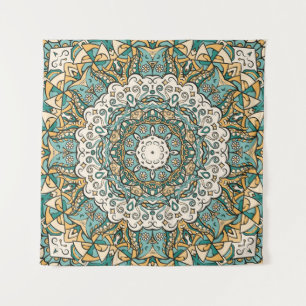 Colourful Mehndi Tile Seamless Tracery Tapestry