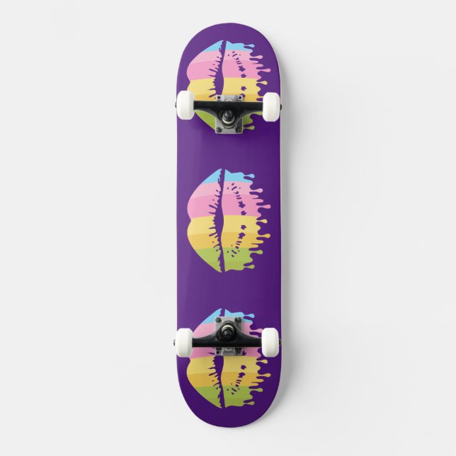 Colourful Melting Lips Skateboard (Front)