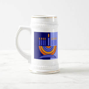 Colourful Menorah Hanukkah Gift Beer Stein