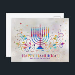 Colourful Menorah Swirl Ornament Happy Hanukkah Postcard<br><div class="desc">Colourful Menorah Swirl Ornament Happy Hanukkah</div>