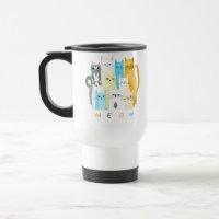 Colourful MEOW Cats Travel Mug – Fun Cat Design