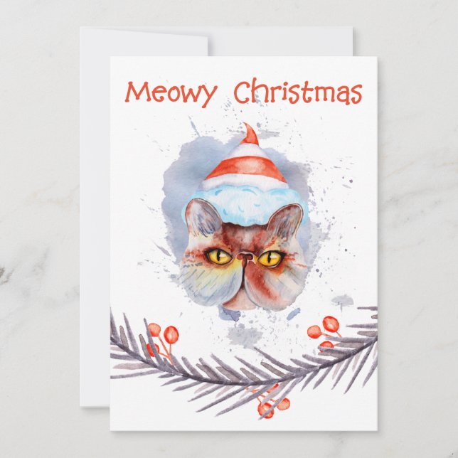 Colourful Meowy Christmas Holiday Card (Front)