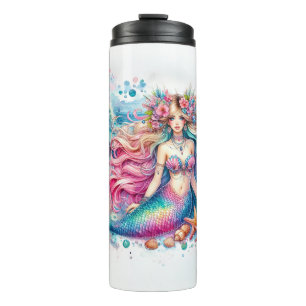 Colourful Mermaid and Dolphin Thermal Tumbler