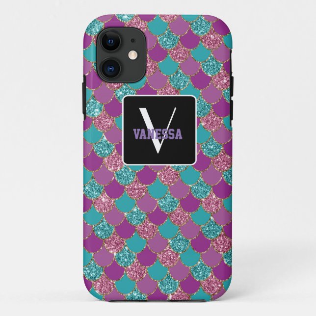 Colourful Mermaid Glitter - Personalize Your Own Case-Mate iPhone Case (Back)