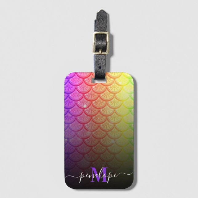 Colourful Mermaid Luggage Tag (Front Vertical)