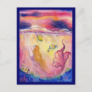 Colourful Mermaid Postcard By Renee L.Lavoie