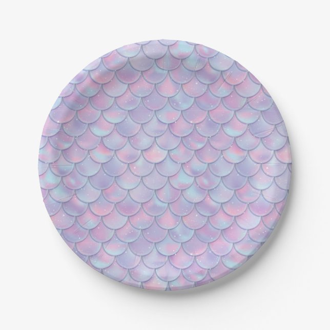 Colourful Mermaid Scale All Ages Birthday Paper Plate (Front)